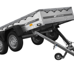 Doppelachsanhänger mit grauer Plane Seitenansicht