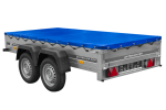 Anhänger Plattform 2 Achsen UNITRAILER 264/2 KIPP mit blauer PVC-Plane – Bild 2