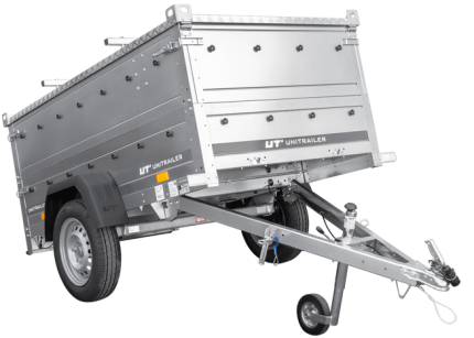 Kippanhänger mit geschlossenem Aluminiumdeckel Seitenansicht