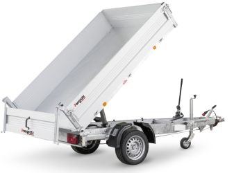 RK ALU Einachs-Kippanhänger mit geklappten Aluminium-Bordwänden