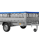 Anhänger 264x150 cm mit Gitterbordwänden und blauer Plane