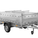 Kippbarer UNITRAILER Gartenanhänger mit geschlossener Aluminiumabdeckung