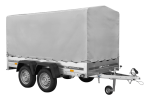 Kippbarer PKW-Anhänger 750 kg | 264×125 cm | Doppelachse mit H-1100 Hochplane UNITRAILER Garden 264/2 – Bild 3