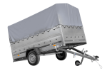Nutzanhänger mit grauer Plane und Gestell