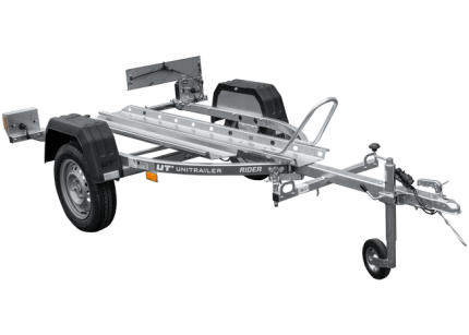 Motorradanhänger UNITRAILER RIDER 1 Seitenansicht mit 2 m Führungsschiene