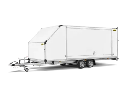 Geschlossener Humbaur Autotransportanhänger MTKB Seitenansicht