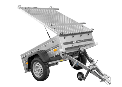 Einachsanhänger mit Aluminiumdeckel in Seitenansicht