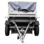 Kompakter Kippanhänger Garden Trailer 150 KIPP mit Plane und Bordwandaufsätzen