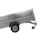 Kippbarer Gartenanhänger UNITRAILER 264/R KIPP mit grauer Plane