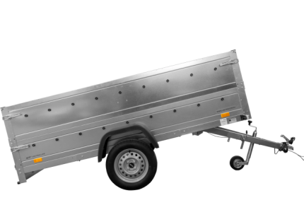 Kippbarer Gartenanhänger UNITRAILER 264/R KIPP mit grauer Plane