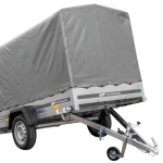 Verzinkter Straßenanhänger mit montierter Hochplane