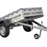 Verzinkter Kippanhänger mit grauer Plane Seitenansicht