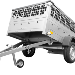 Kippanhänger mit Plane und Metallbordwänden