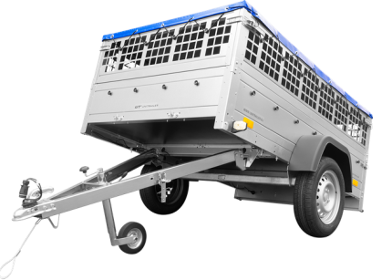 Kippanhänger 200x125 cm mit Hochplane montiert